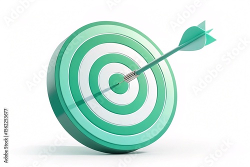 dart on target, 3d Mint gradient target icon with dart and chart shadows
