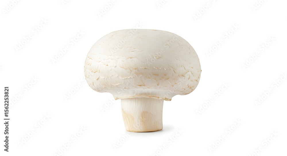 Isolated White Button Mushroom on White Background Isolated White Button Mushroom on White Background