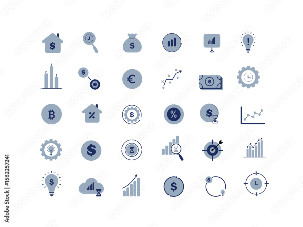 Business and Finance Icon Set – Minimal Analytics, Investment, and Marketing Vector Symbols Business and Finance Icon Set – Minimal Analytics, Investment, and Marketing Vector Symbols
