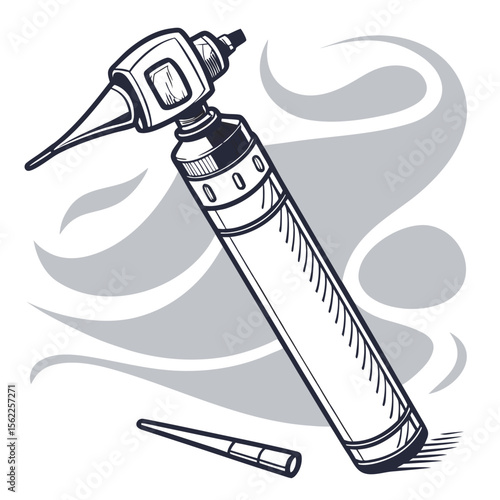 Creative Otoscope Vector Illustration | Medical Device Icon for Ear Examination, ENT Tools, and Healthcare Design