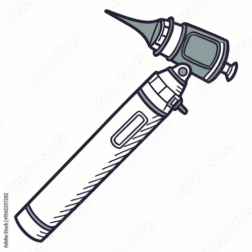 Creative Otoscope Vector Illustration | Medical Device Icon for Ear Examination, ENT Tools, and Healthcare Design