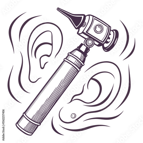 Creative Otoscope Vector Illustration | Medical Device Icon for Ear Examination, ENT Tools, and Healthcare Design
