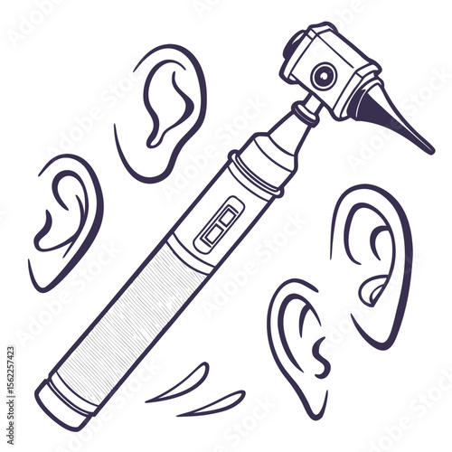 Creative Otoscope Vector Illustration | Medical Device Icon for Ear Examination, ENT Tools, and Healthcare Design