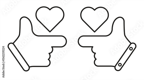 health icon, heart symbol in hand, with line style, vector illustration.

