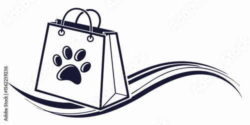 Pet shop bag with paw print logo for online pet supplies store sale