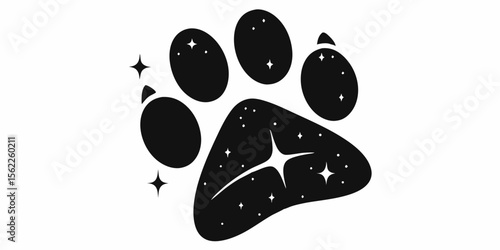 Downloadable dog paw print vector art with stars and celestial theme