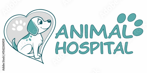 Animal hospital veterinary clinic pet care dog health and wellness logo