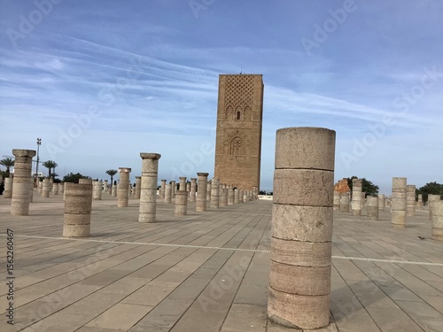 Hassan Tower and Unfinished Minaret with Columns in Rabat, Morocco