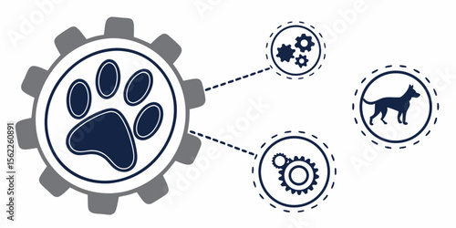Dog paw gear system pet care services veterinary clinic automation