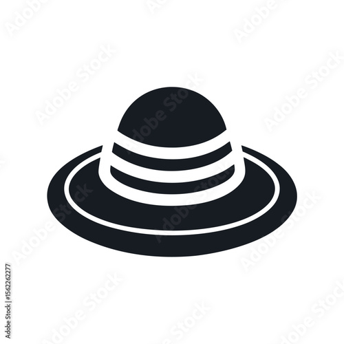 Beach sun hat vector silhouette illustration icon