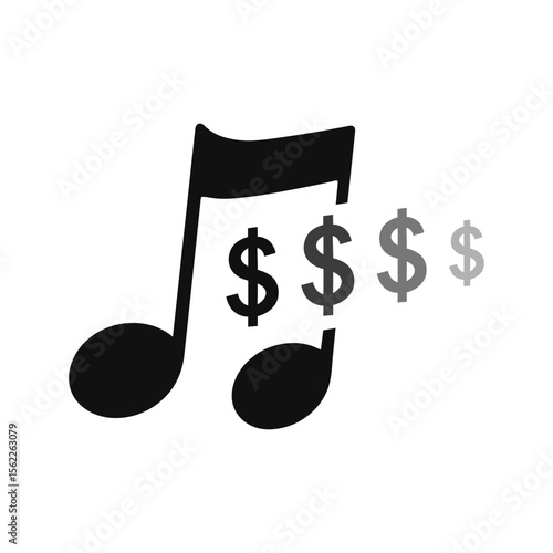 Music Note Surrounded by Dollar Symbols Vector 