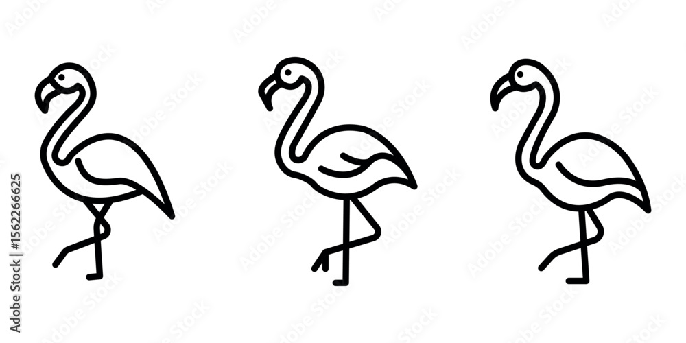 Fototapeta premium flamingo outline or line icon design bundle.