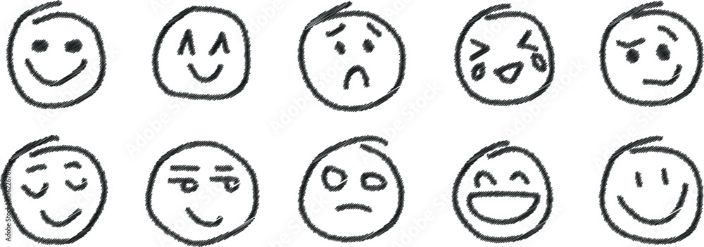 Expressive Face Symbol Collection – Hand-Drawn Vector Illustration of Emotions and Expressions for Digital Art and Branding Expressive Face Symbol Collection – Hand-Drawn Vector Illustration of Emotions and Expressions for Digital Art and Branding