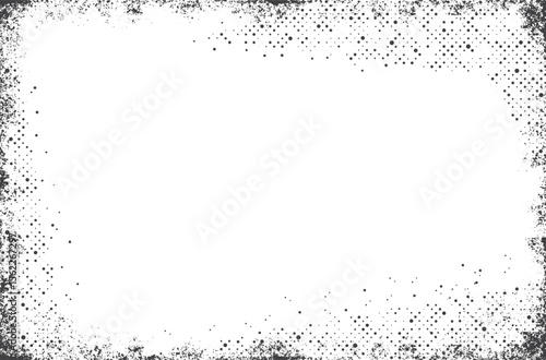 Grunge frame on a white background. Old frame with dust texture. Grunge texture with halftone dots. 