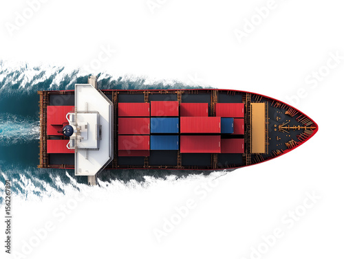 top view of cargo logistics ship.