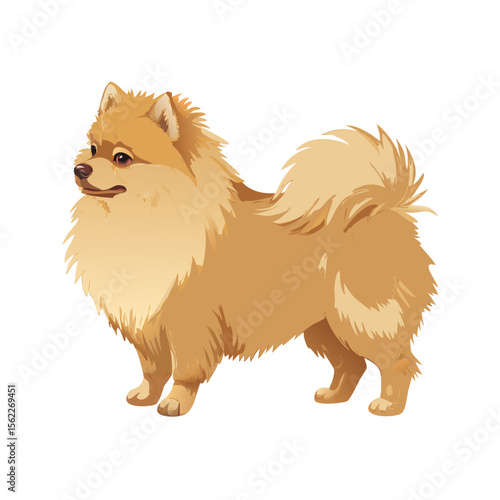 Cute Pomeranian Dog Vector – Fluffy Small Breed Pet Illustration | Adorable Cartoon Puppy Clipart for Stickers, T-Shirts, Branding & Decor