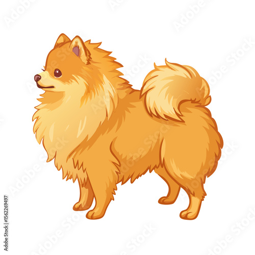 Cute Pomeranian Dog Vector – Fluffy Small Breed Pet Illustration | Adorable Cartoon Puppy Clipart for Stickers, T-Shirts, Branding & Decor