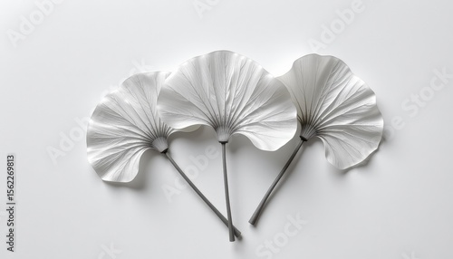Wallpaper Mural Three Elegant White Paper Fans on a Smooth White Background Torontodigital.ca