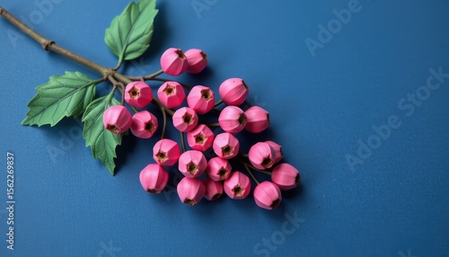 Wallpaper Mural Stylized Pink Floral Arrangement on Blue Background for Design Use Torontodigital.ca