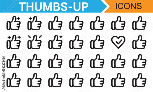 Approval and Support Thumbs-Up Icons for Social Interaction