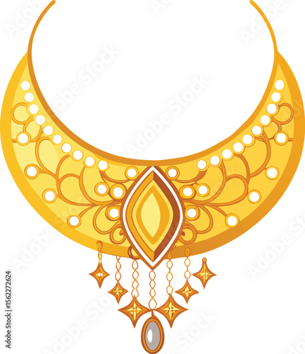 Golden Indian Necklace Design

