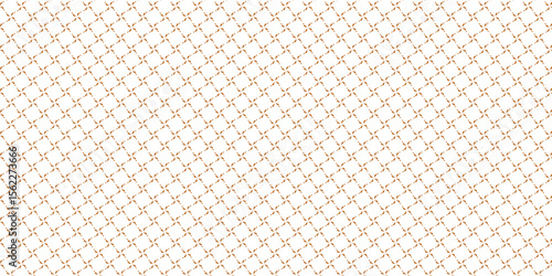 Golden vector seamless pattern with small diamond shapes floral silhouettes. Simple texture.