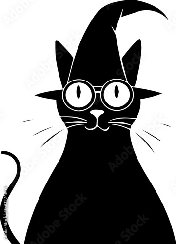 Cute Wizard Cat Illustration in Cartoon Style