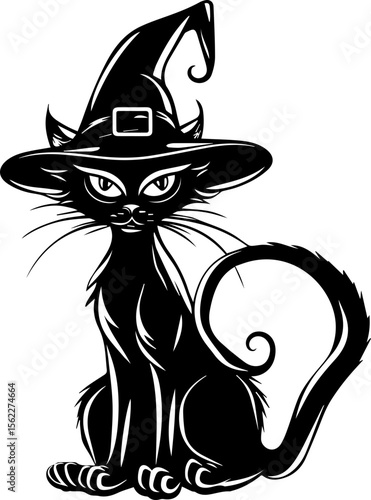 Cute Wizard Cat Illustration in Cartoon Style