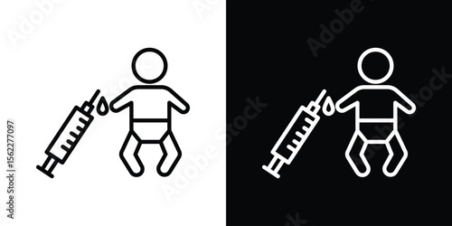 Baby Vaccination icon isolated silhouette on white background. Vector illustration.