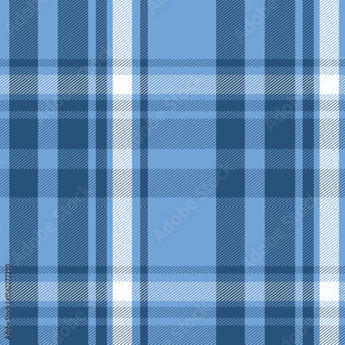 Classic blue plaid pattern. Timeless textile design for background