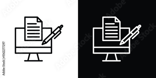 Blended learning icon isolated silhouette on white background. Vector illustration.