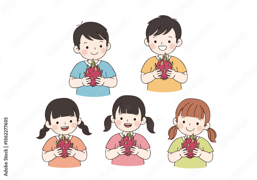 Cute Cartoon Children Holding Heart Shape Leaf Autumn Season Illustration Cute Cartoon Children Holding Heart Shape Leaf Autumn Season Illustration