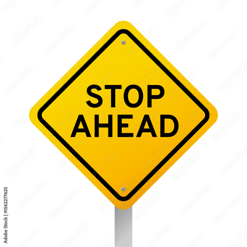 Stop ahead sign icon. Warns driver to prepare to stop. Stop ahead sign icon. Warns driver to prepare to stop.