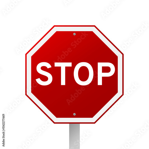 Stop sign icon. Octagon-shaped red sign for full stop.