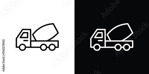 Cement truck icon isolated silhouette on white background. Vector illustration.