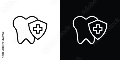 Dental insurance icon isolated silhouette on white background. Vector illustration.