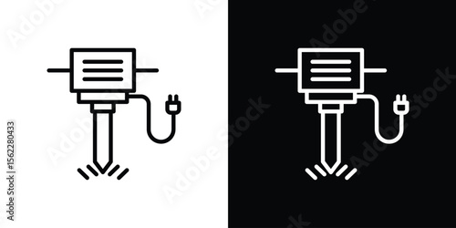 Hydraulic breaker icon isolated silhouette on white background. Vector illustration.