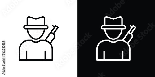 Hunter icon isolated silhouette on white background. Vector illustration.