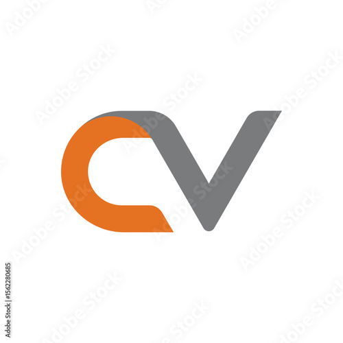 A modern, abstract logo featuring stylized letters "C" (orange) and "V" (gray) interconnected