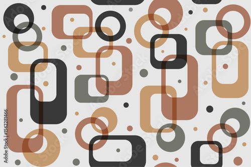 Abstract seamless pastel 60s geometric pattern for fabric, textile, wrapping cards, flyers. Modern stylish ornament. Fashion trends. Decor for interior. Squares and circles pattern.