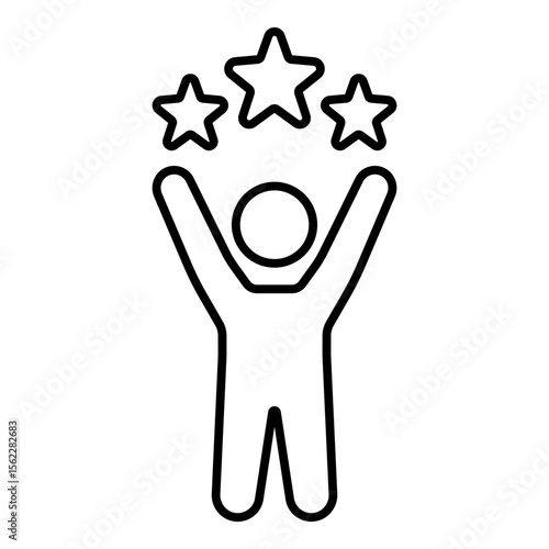 Person stars rating iconography illustration. Simple outline person activity icon.