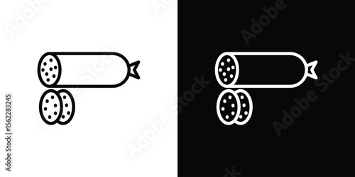 Salami icon isolated silhouette on white background. Vector illustration.