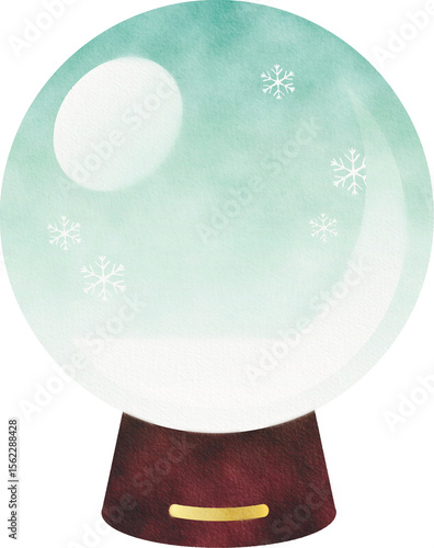 Watercolor snow globe illustration for Christmas decoration