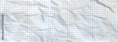 Crumpled Math Grid Paper Texture Vector Background