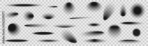 Set of Black Shadow Overlay Effects Vector Isolated on Transparent Background