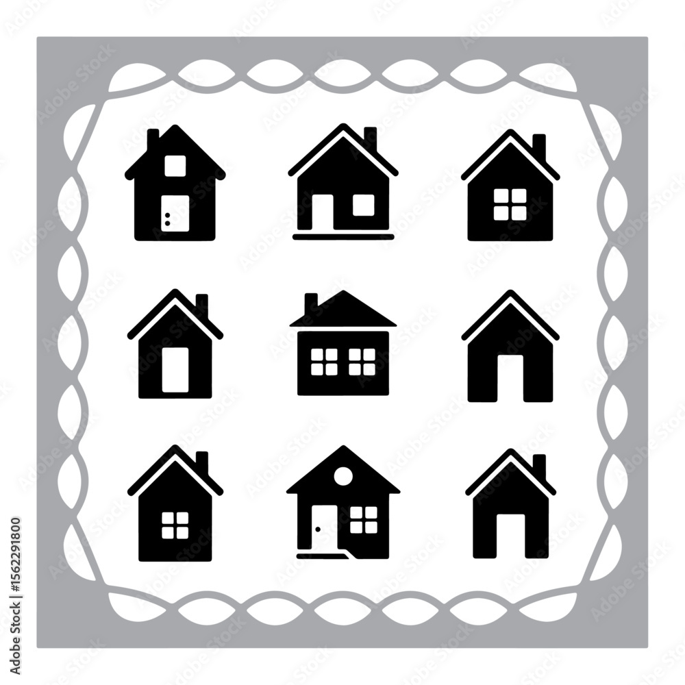 Fototapeta premium Set of house and home icons with various building and architectural styles