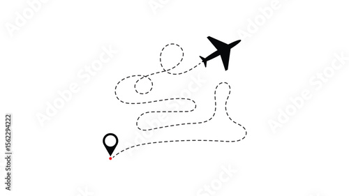 Airplane route vector illustration for travel destination and journey with dotted line