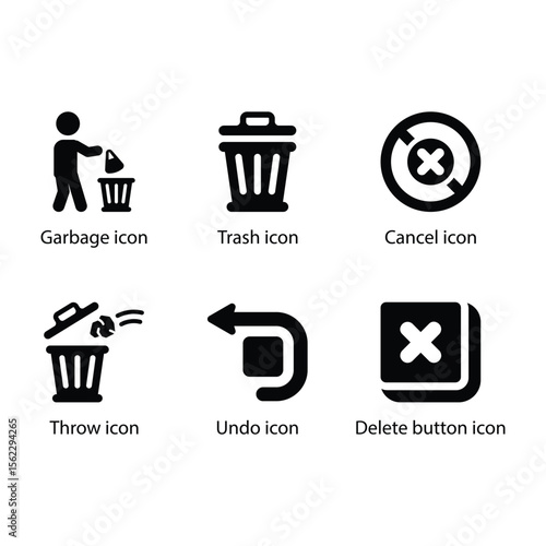 Garbage, Trash, Cancel, Throw, Undo, Delete button icon