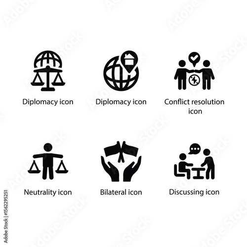 Diplomacy, Diplomacy, Conflict resolution, Neutrality, Bilateral, Discussing icon