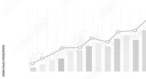 Gray scale bar graph illustrating upward trend and growth.